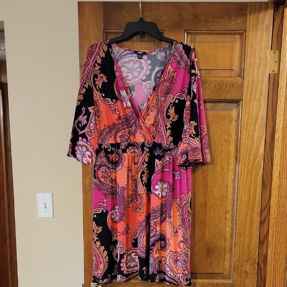 MSK Paisley Dress in Pink and Orange